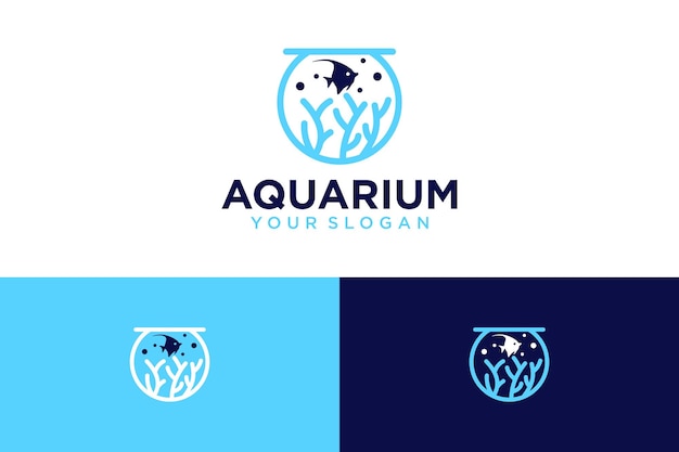 aquarium logo design with fish and coral