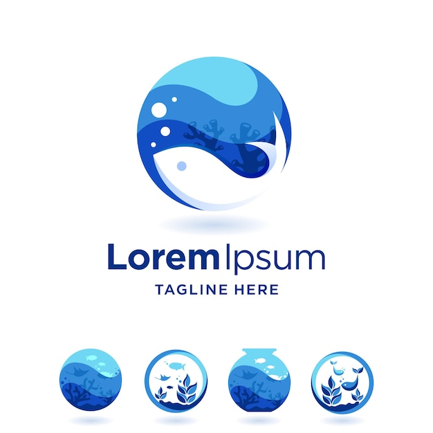 Aquarium logo set met meerdere concepten