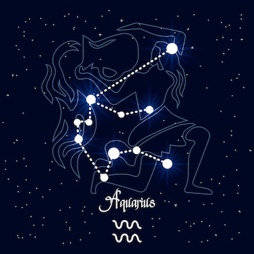 Premium Vector | Aquarius, constellation and zodiac sign on the ...