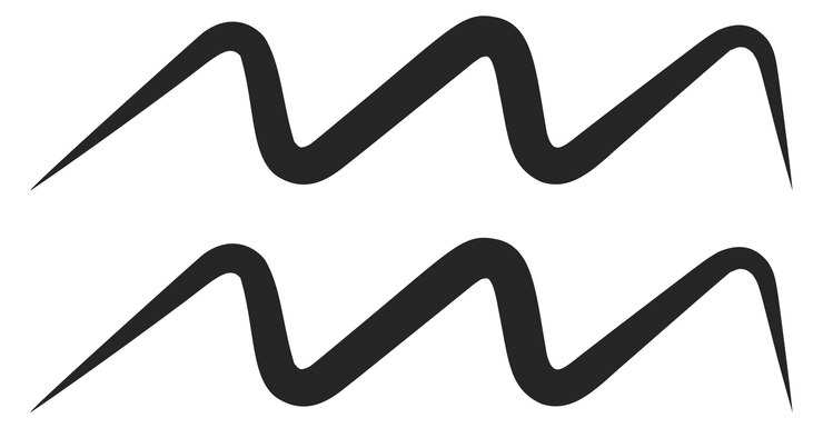 Vector aquarius sign horoscope black line astrology icon