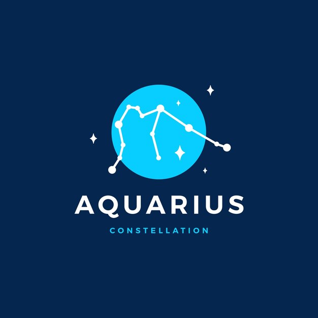 Aquarius star constellation the water bearer logo vector icon illustration