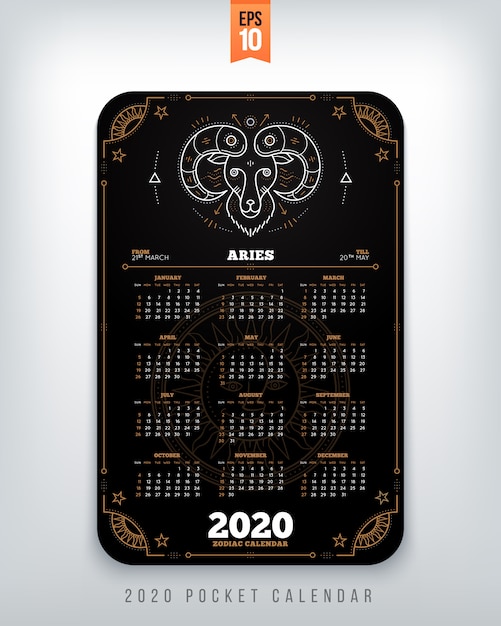 Aquarius  year zodiac calendar pocket size vertical layout black color  style  concept illustration