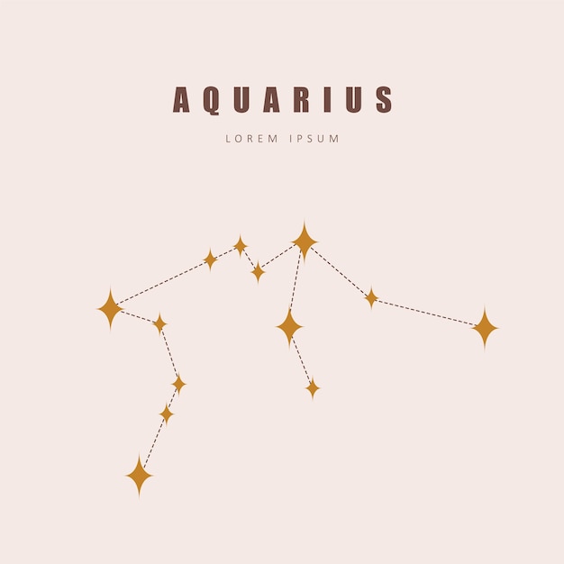 Aquarius zodiac constellation Horoscope vector illustration in boho style Mystery and esoteric