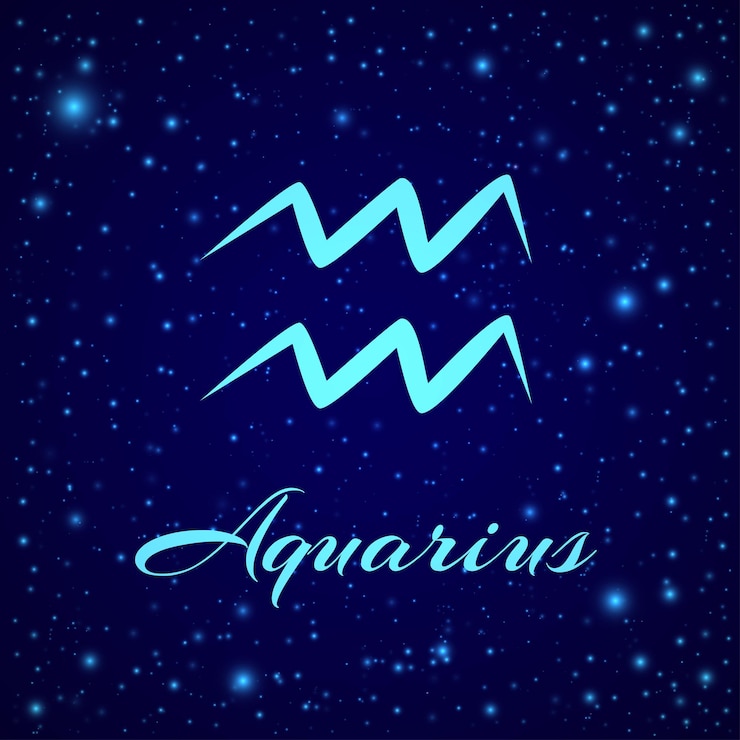 Vector aquarius zodiac sign on a night sky horoscope element