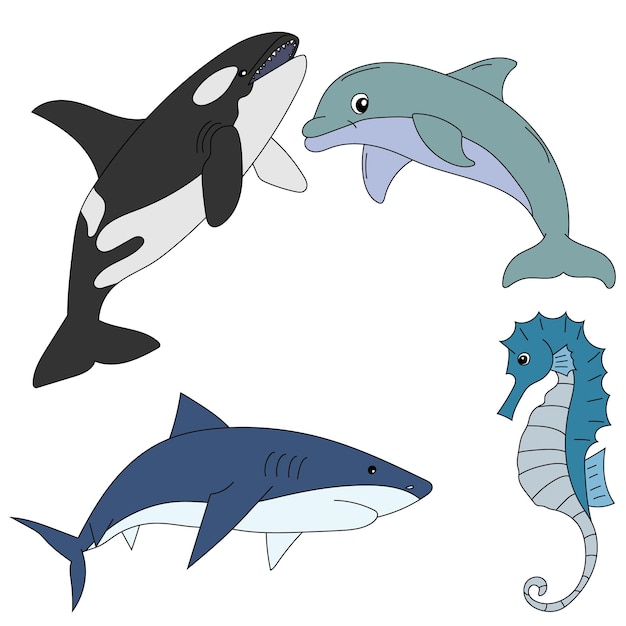 aquatic animals clipart set of sea life and ocean creatures