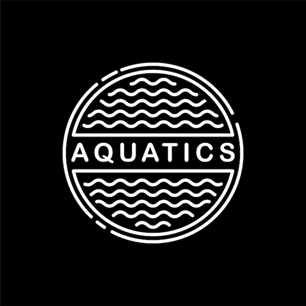 Дизайн логотипа эмблемы водного аквариума monoline