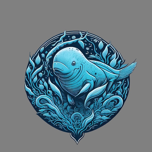 Aquatic Elegance Narwhal Vector Art voor muurbehangingen