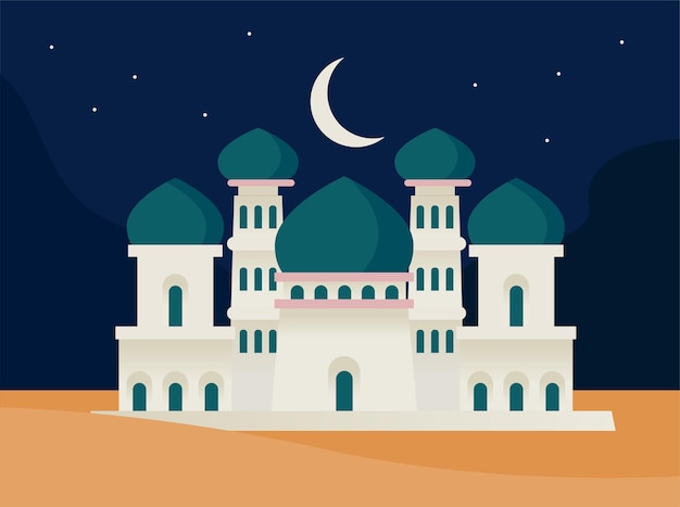 Arab beautiful mosque flat design style vector illustration