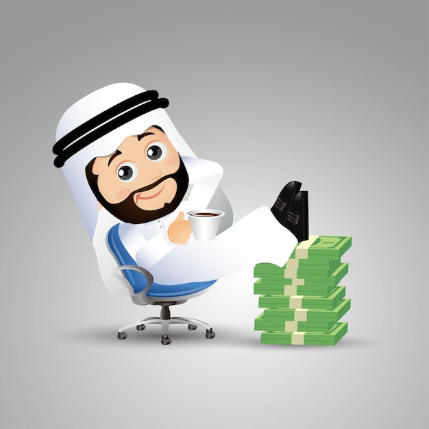さまざまなポーズのアラブの実業家のキャラクター