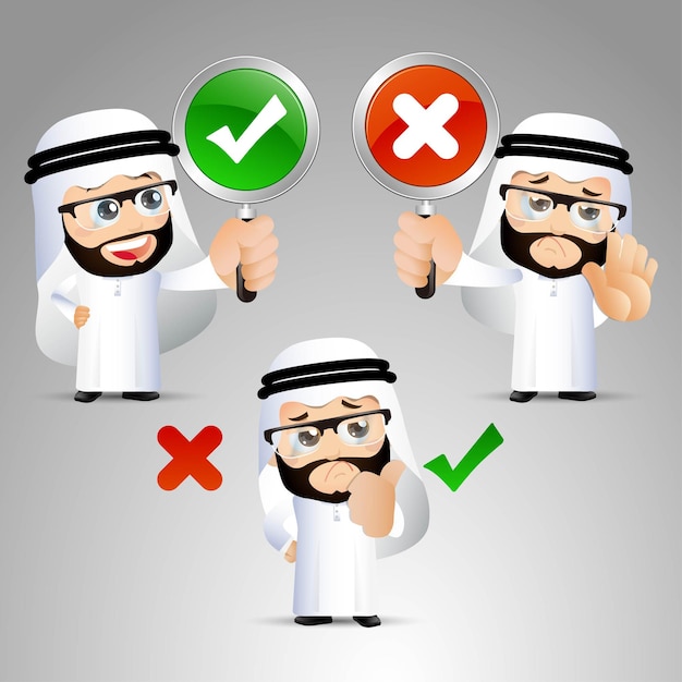 Arab businessman characters in different poses