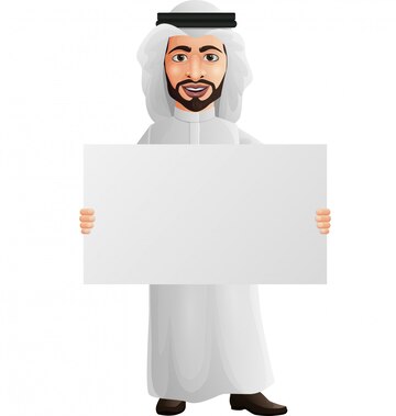 Premium Vector | Arab businessman holding a blank placard