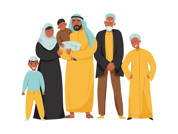 Vettore illustrazione della famiglia araba