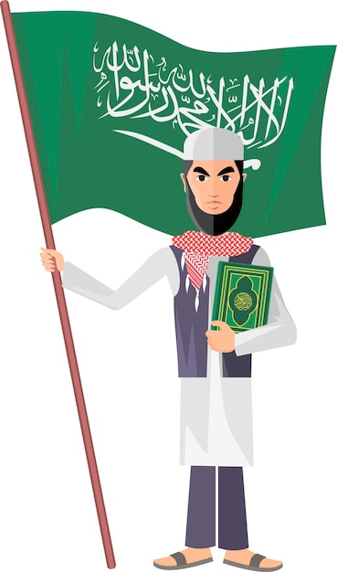 Vector arab muslimin keffiyeh and traditional clothing with quran