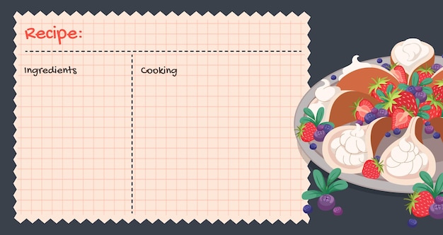 arab pancakes recipe card culinary book blank pages empty cookbook cute home menu place for notes