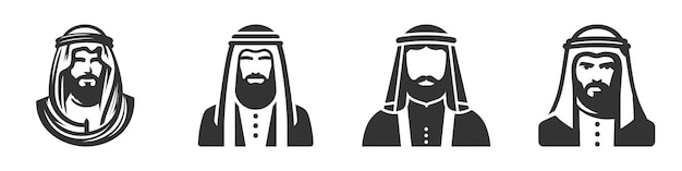 Vector arab sheikh icon set vector illustration