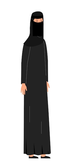 Vector arab_suadi muslim woman character in flat vector design wearing abaya ready for animation