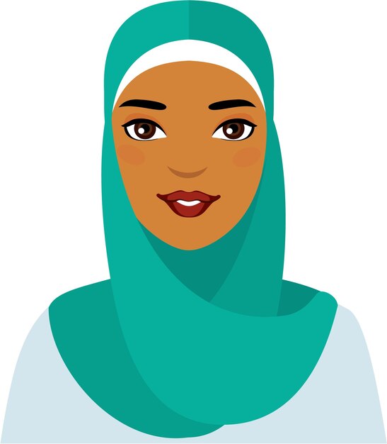 Vector arab woman avatar face icon in hijab