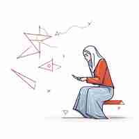 Vector arab woman sending mail