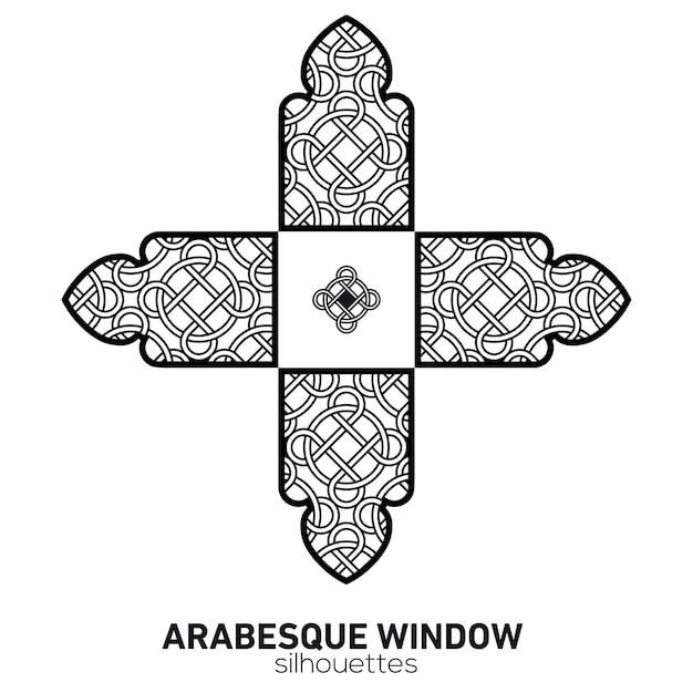 Arabesque window silhouettes Vector symbol traditional islamic arches Arabic architecture