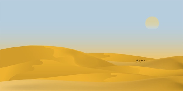 Vector arabian desert landscape scenery illustration