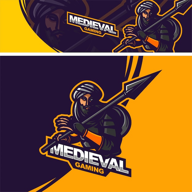 arabian knight holding spear premium mascot logo