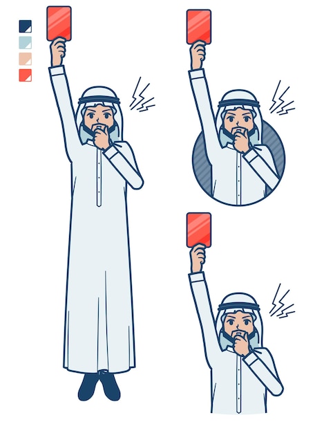 Vector a arabian man in white costume with a red card images