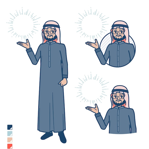 A arabian middle man in Black costume with Manipulating light images