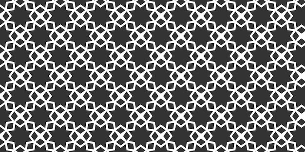 Arabian monochrome seamless pattern with stars line geometric ornament