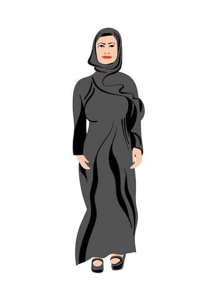 Vector arabian muslim women in abaya traditional closes