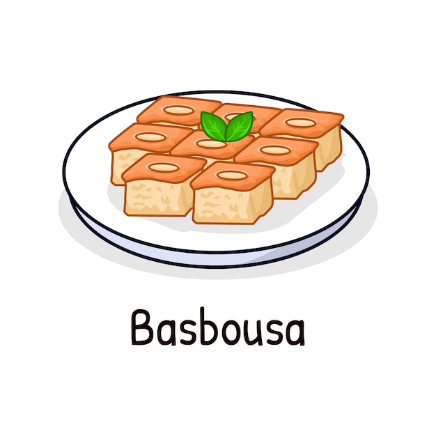 아라비아 달콤한 basbousa 디저트 아시아 음식