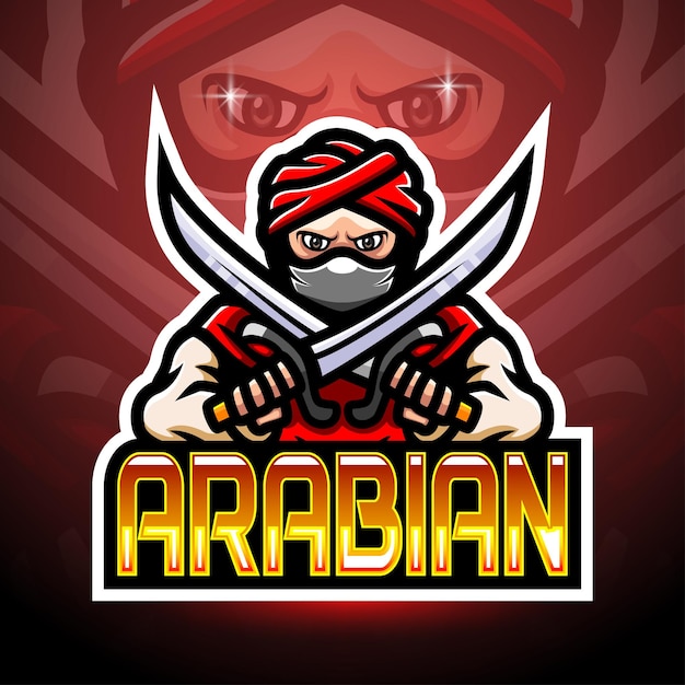 Arabian warrior esport logo mascot design