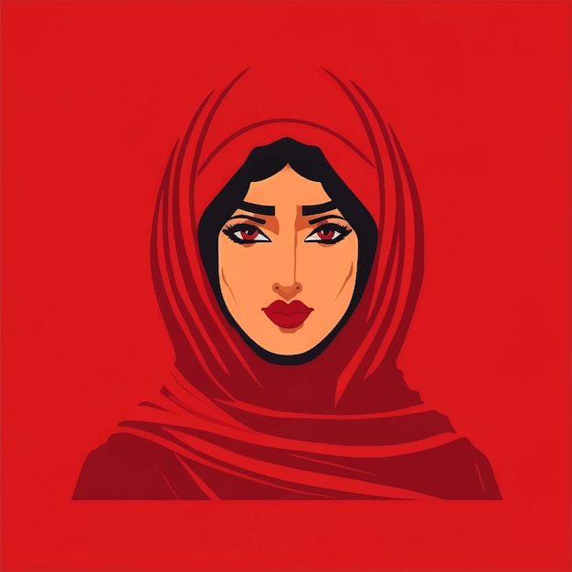 Donna araba in velo illustrazione vettoriale del ritratto di moda bella donna sicura