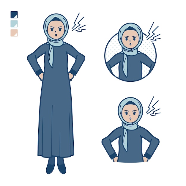 Vector an arabian woman in hijab with anger images