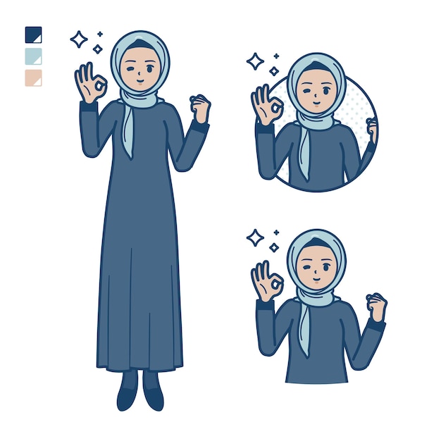 An arabian woman in hijab with ok sign images