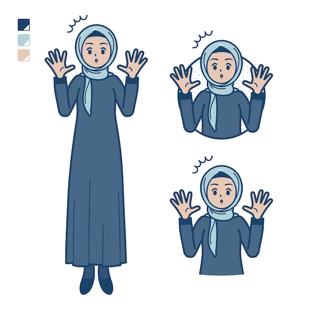 Арабская женщина в хиджабе с удивленными изображениями