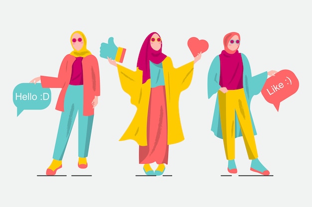 Arabian woman modern style with social media