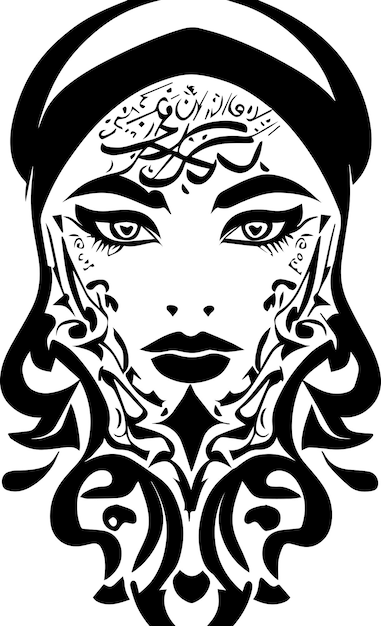 아라비아 여성 얼굴 문신 디자인