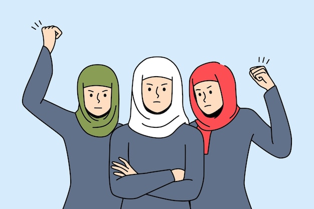 Donne arabe in hijab alla protesta