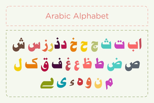 Arabic alphabet calligraphy colorfull fonts style