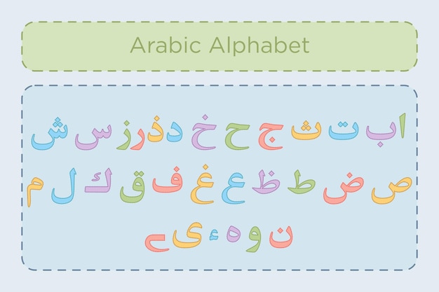 Arabic Alphabet Calligraphy Colorfull Fonts Style