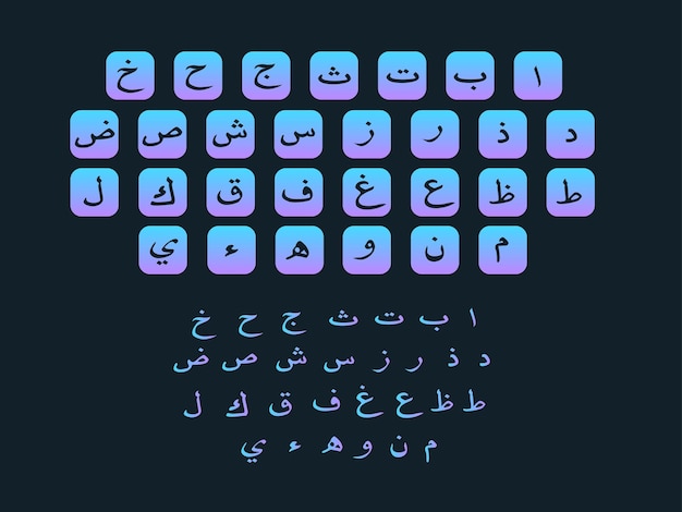 벡터 아랍어 및 우르두어 알파벳 문자