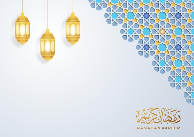 Арабский арабский дизайн поздравительной открытки для рамадана карима исламская декоративная красочная деталь мозаики векторная иллюстрация