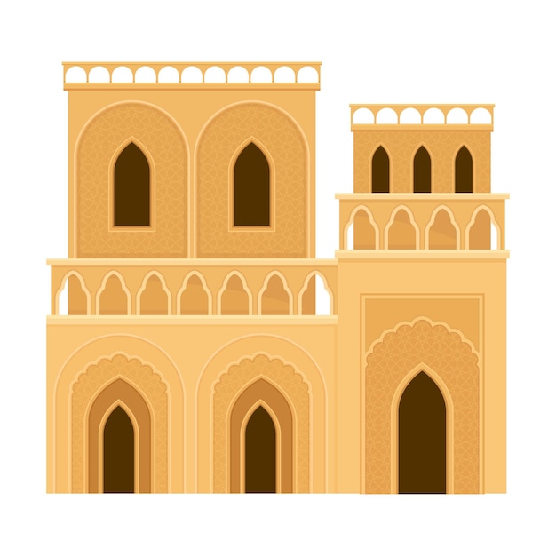 arabic architecture and building with geometric ornament vector illustration