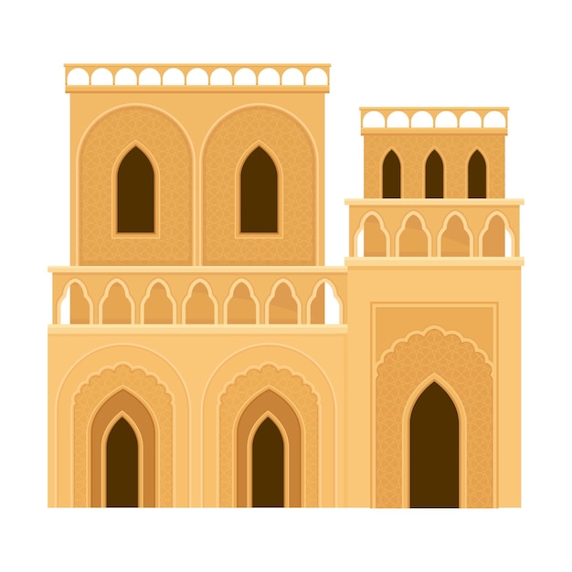 Vector arabic architecture and building with geometric ornament vector illustration