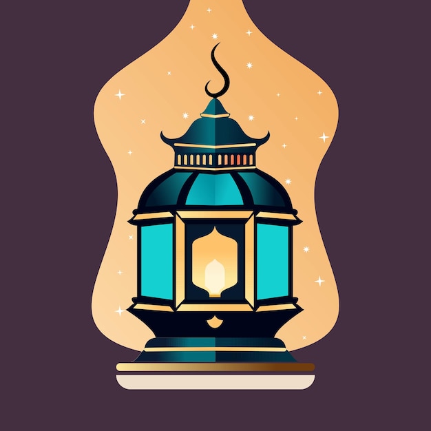 Vector arabic blue lighting lantern isolated view blue lamp with hanging lantern clipart