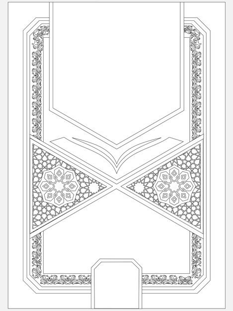 Design della copertina del libro arabo con cornice e bordo.