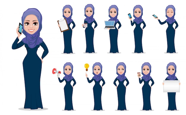 Arabic business woman cartoon character