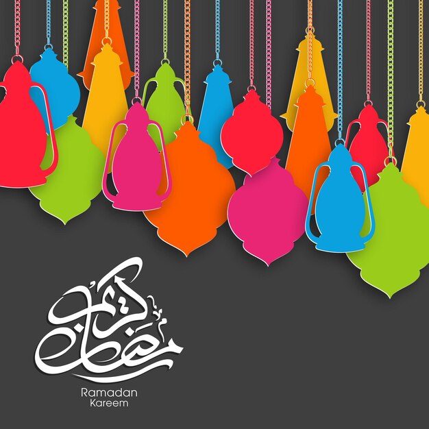 Arabic calligraphic text of Ramadan Kareem for the celebration of Muslim festival