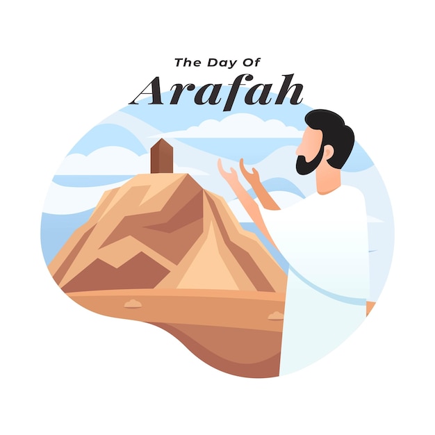 Vector arabic calligraphy of arafah day. islamic holiday that falls on the 9th day of dhu al-hijjah of the