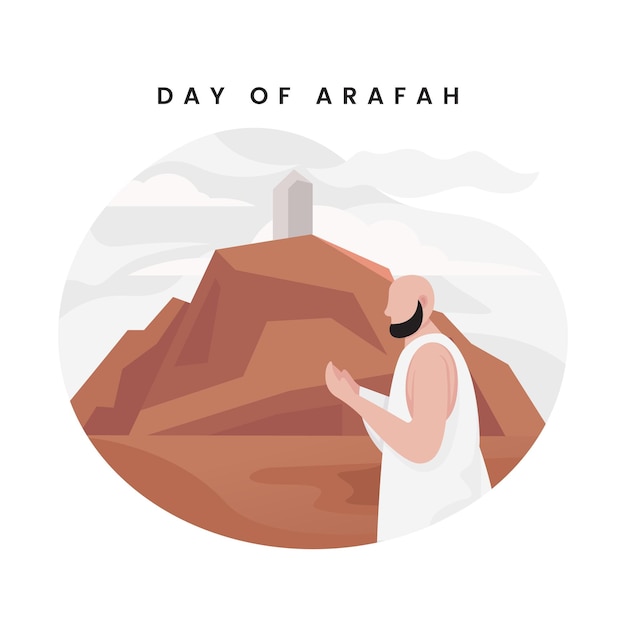 Arabic Calligraphy of Arafah Day. Islamic holiday that falls on the 9th day of Dhu al-Hijjah of the